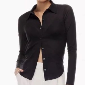 Wilfred Pose Mesh Button Up Shirt Women’s XS Black Long Sleeve Casual Semi Sheer